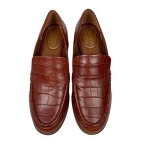 Franco Sarto Brown Gator Leather Loafers - Women's Size 6